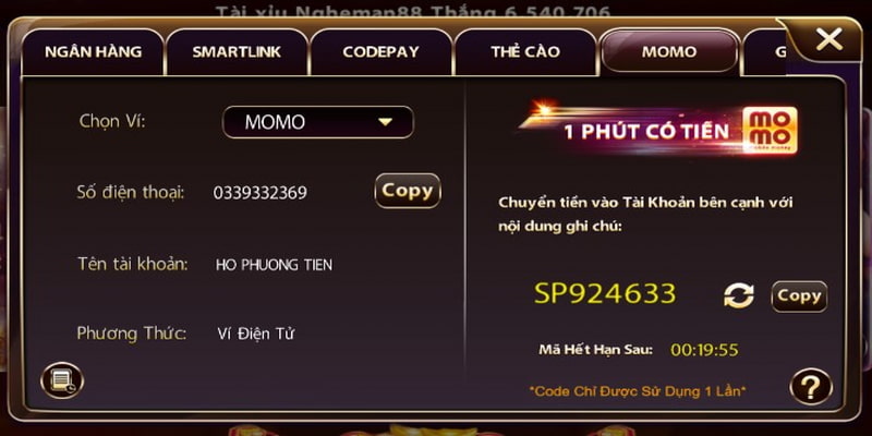 Nạp Tiền Sunwin Qua Ví Điện Tử Momo